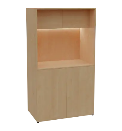 KUCH - CUBE 2 kuchyňka, lednice, 1800x1000x600 mm, LED osvětlení, horní výklopné skříňky, javor horský