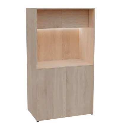 KUCH - CUBE 2 kuchyňka, lednice, 1800x1000x600 mm, LED osvětlení, horní výklopné skříňky, dub bardolino