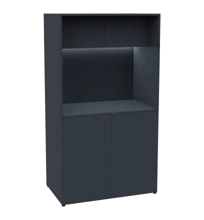 KUCH - CUBE 2 kuchyňka, lednice, 1800x1000x600 mm, LED osvětlení, horní výklopné skříňky, antracit