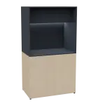 KUCH - CUBE 2 kuchyňka, lednice, 1800x1000x600 mm, LED osvětlení, horní výklopné skříňky, bříza irsk