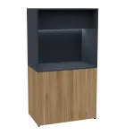 KUCH - CUBE 2 kuchyňka, lednice, 1800x1000x600 mm, LED osvětlení, horní výklopné skříňky, ořech svět