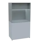 KUCH - CUBE 2 kuchyňka, lednice, 1800x1000x600 mm, LED osvětlení, horní výklopné skříňky, bílá/šedá