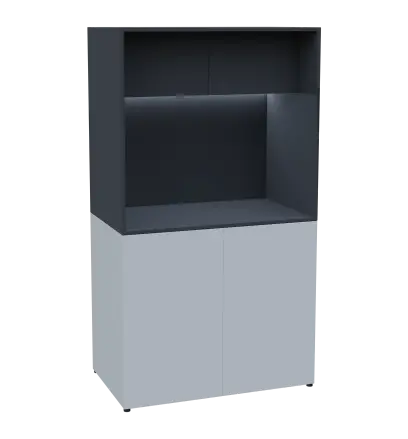 KUCH - CUBE 2 kuchyňka, lednice, 1800x1000x600 mm, LED osvětlení, horní výklopné skříňky, bílá/antracit