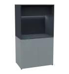 KUCH - CUBE 2 kuchyňka, lednice, 1800x1000x600 mm, LED osvětlení, horní výklopné skříňky, šedá/antra