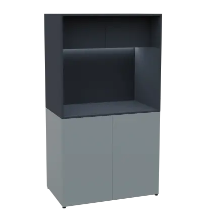 KUCH - CUBE 2 kuchyňka, lednice, 1800x1000x600 mm, LED osvětlení, horní výklopné skříňky, šedá/antracit