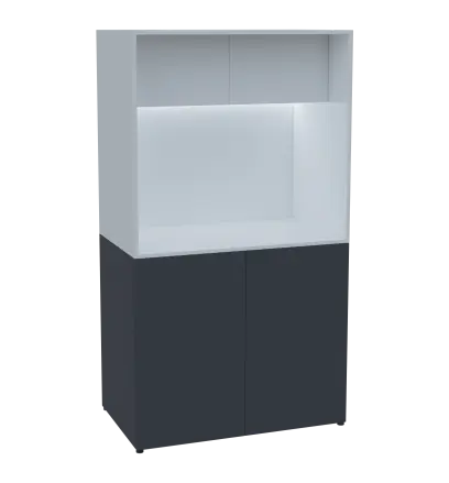 KUCH - CUBE 2 kuchyňka, lednice, 1800x1000x600 mm, LED osvětlení, horní výklopné skříňky, antracit/bílá