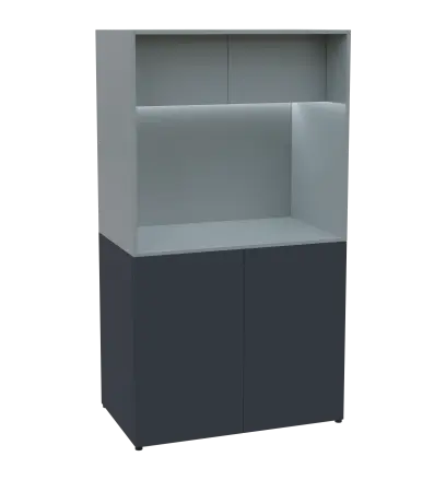 KUCH - CUBE 2 kuchyňka, lednice, 1800x1000x600 mm, LED osvětlení, horní výklopné skříňky, antracit/šedá