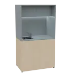 KUCH - CUBE 2 kuchyňka, vybavení - dřez + baterie + lednice, 1800x1000x600 mm, LED osvětlení, horní