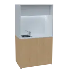 KUCH - CUBE 2 kuchyňka, vybavení - dřez + baterie + lednice, 1800x1000x600 mm, LED osvětlení, horní