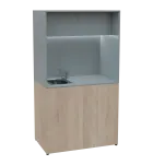 KUCH - CUBE 2 kuchyňka, vybavení - dřez + baterie + lednice, 1800x1000x600 mm, LED osvětlení, horní