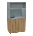 KUCH - CUBE 2 kuchyňka, vybavení - dřez + baterie + lednice, 1800x1000x600 mm, LED osvětlení, horní