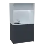 KUCH - CUBE 2 kuchyňka, vybavení - dřez + baterie + lednice, 1800x1000x600 mm, LED osvětlení, horní výklopné skříňky, antracit/bílá
