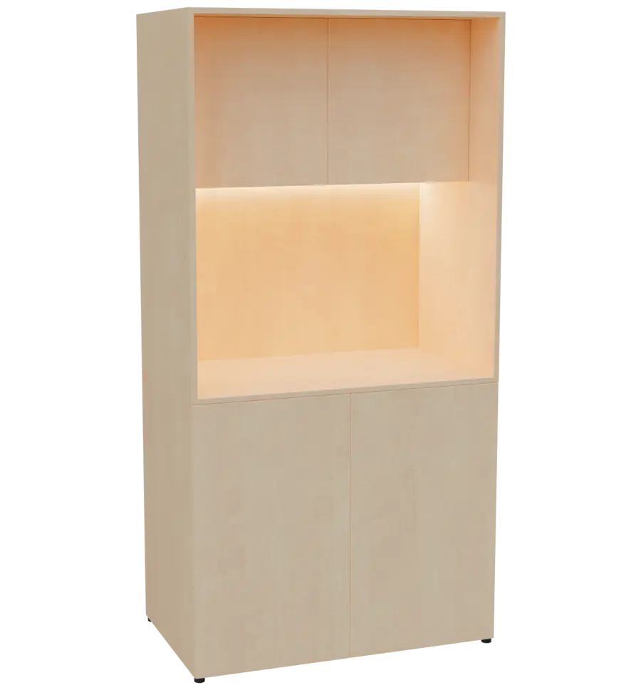 KUCH - CUBE PLUS 2 kuchyňka, bez vybavení, 2000x1000x600 mm, LED osvětlení, dvířka, bříza irská