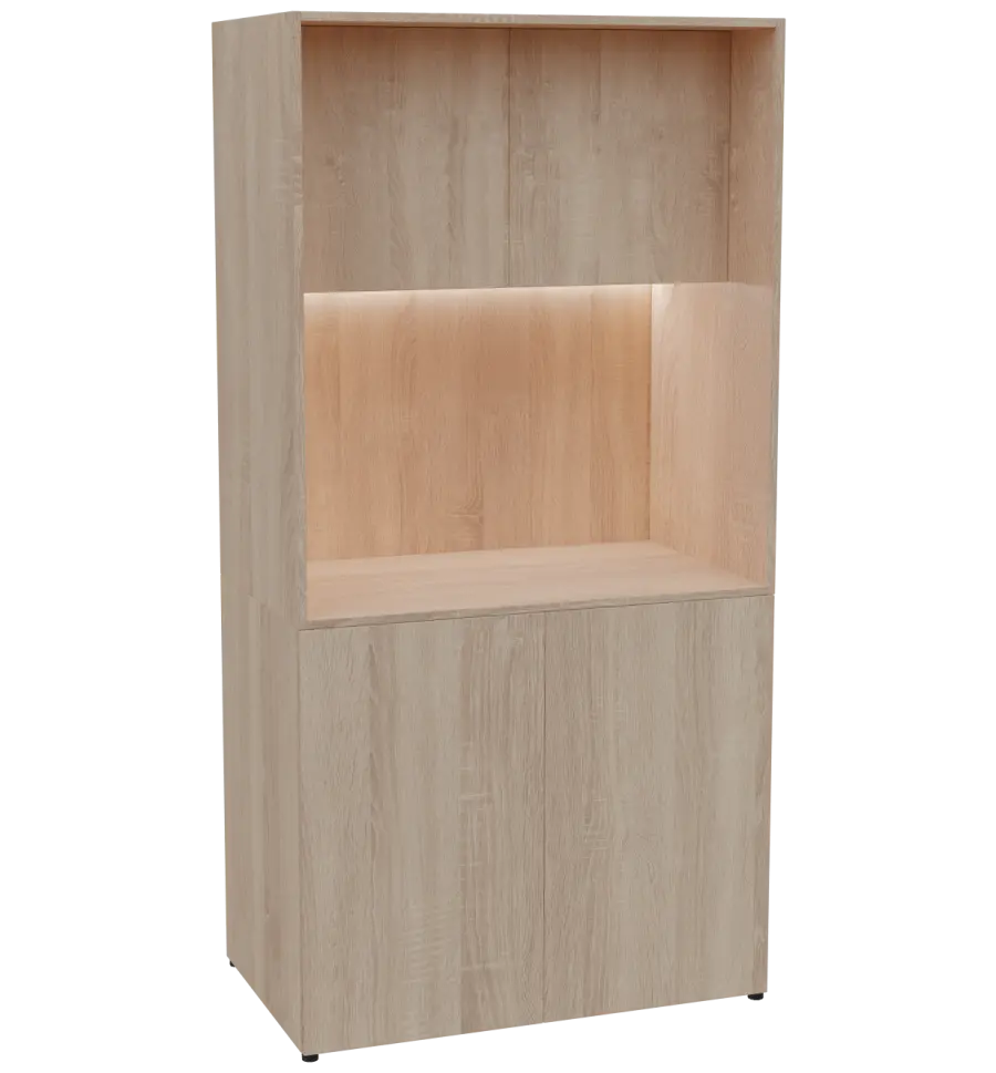 KUCH - CUBE PLUS 2 kuchyňka, bez vybavení, 2000x1000x600 mm, LED osvětlení, dvířka, dub bardolino