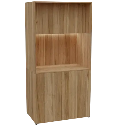 KUCH - CUBE PLUS 2 kuchyňka, bez vybavení, 2000x1000x600 mm, LED osvětlení, dvířka, ořech světlý