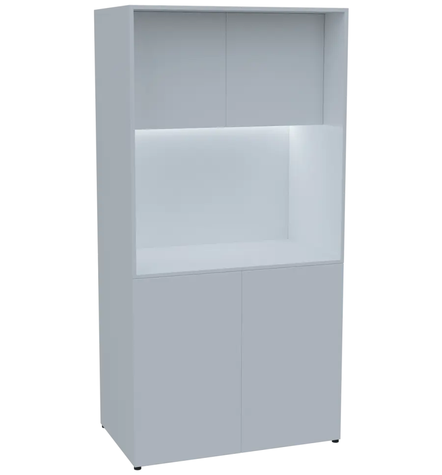 KUCH - CUBE PLUS 2 kuchyňka, bez vybavení, 2000x1000x600 mm, LED osvětlení, dvířka, bílá
