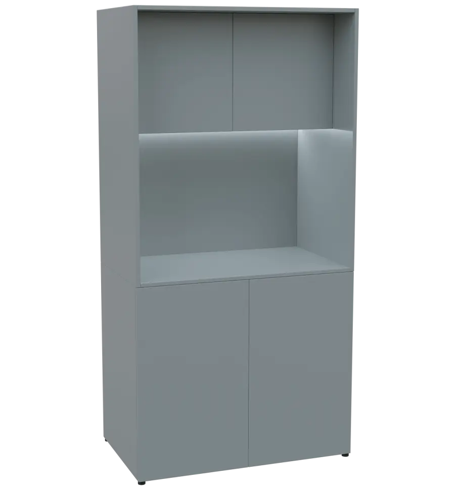 KUCH - CUBE PLUS 2 kuchyňka, bez vybavení, 2000x1000x600 mm, LED osvětlení, dvířka, šedá