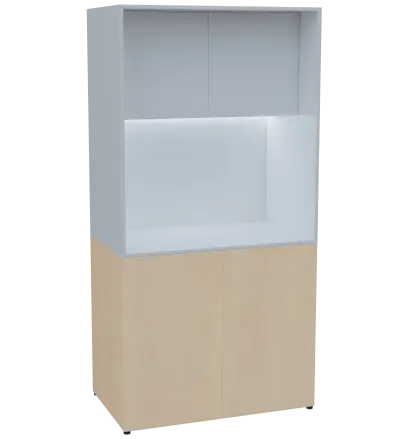 KUCH - CUBE PLUS 2 kuchyňka, bez vybavení, 2000x1000x600 mm, LED osvětlení, dvířka, bříza irská/bílá