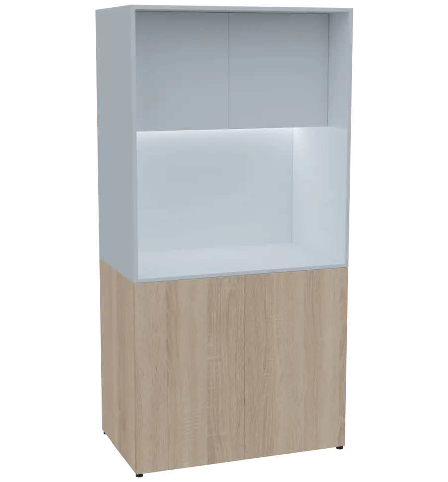 KUCH - CUBE PLUS 2 kuchyňka, bez vybavení, 2000x1000x600 mm, LED osvětlení, dvířka, dub bardolino/bílá