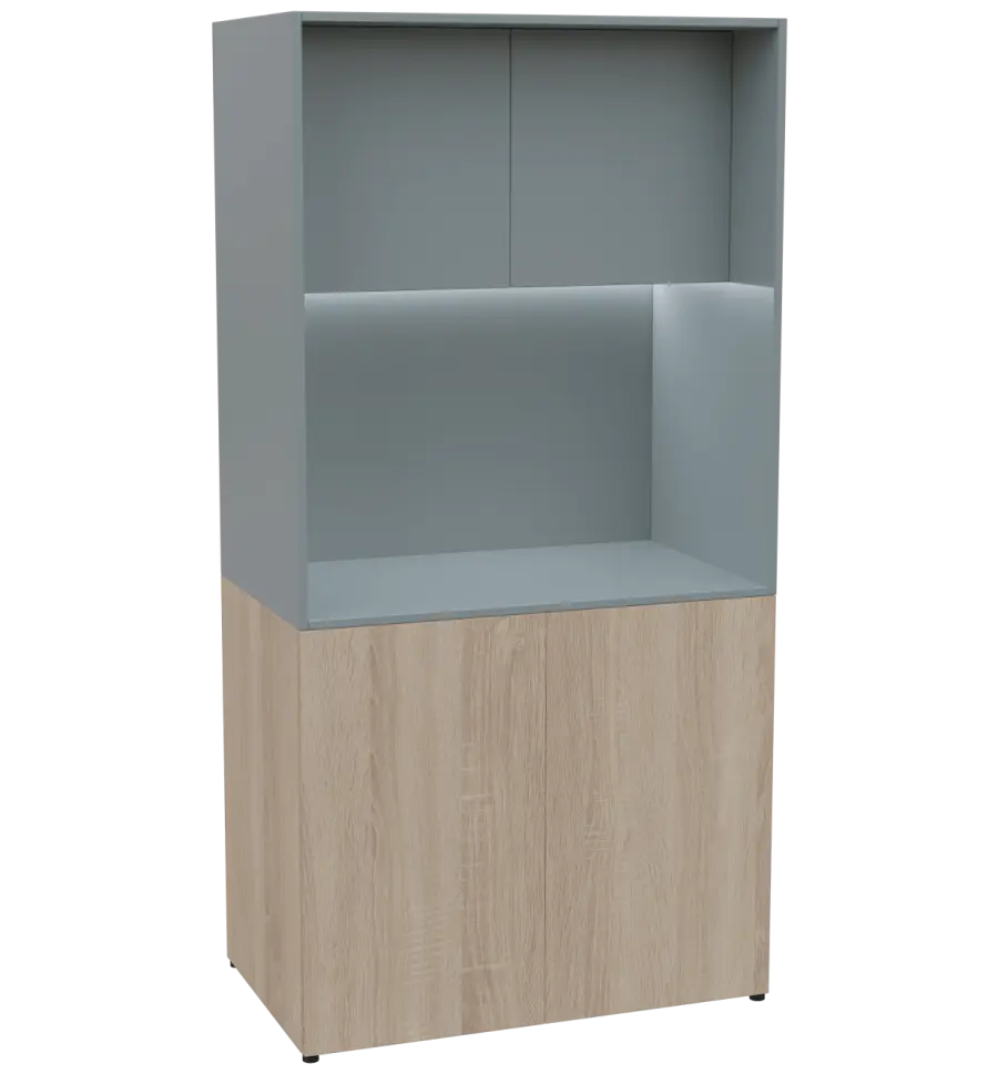 KUCH - CUBE PLUS 2 kuchyňka, bez vybavení, 2000x1000x600 mm, LED osvětlení, dvířka, dub bardolino/šedá