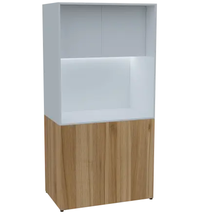 KUCH - CUBE PLUS 2 kuchyňka, bez vybavení, 2000x1000x600 mm, LED osvětlení, dvířka, ořech světlý/bílá