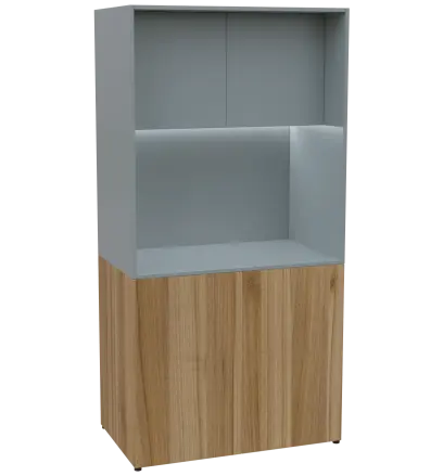 KUCH - CUBE PLUS 2 kuchyňka, bez vybavení, 2000x1000x600 mm, LED osvětlení, dvířka, ořech světlý/šedá