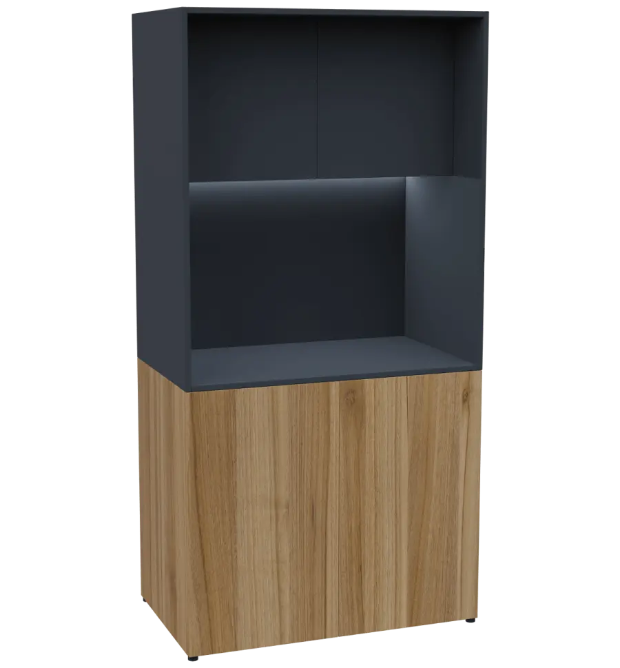 KUCH - CUBE PLUS 2 kuchyňka, bez vybavení, 2000x1000x600 mm, LED osvětlení, dvířka, ořech světlý/antracit