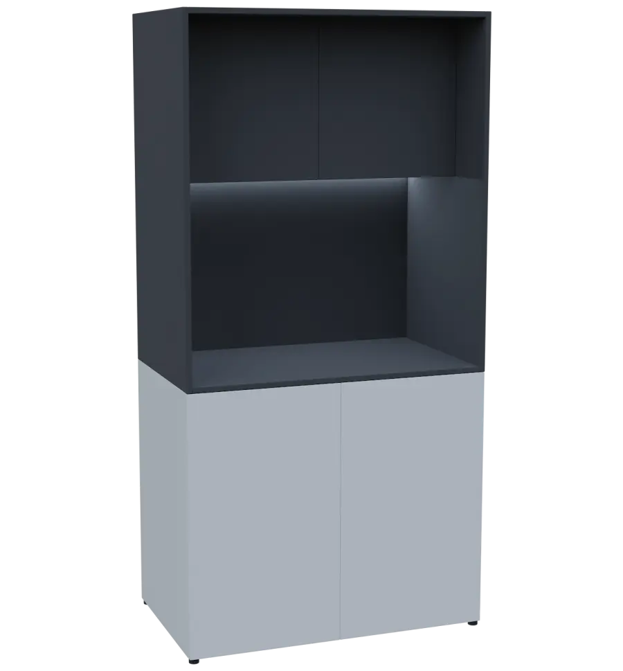 KUCH - CUBE PLUS 2 kuchyňka, bez vybavení, 2000x1000x600 mm, LED osvětlení, dvířka, bílá/antracit