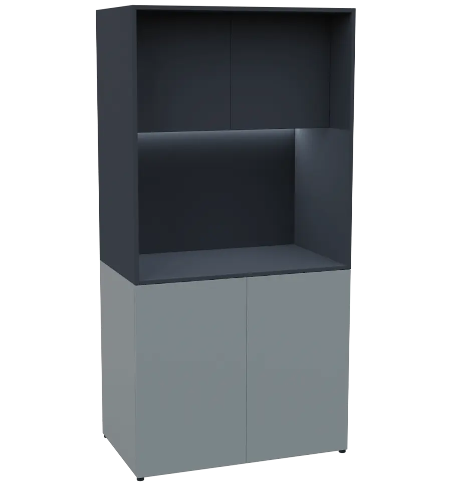 KUCH - CUBE PLUS 2 kuchyňka, bez vybavení, 2000x1000x600 mm, LED osvětlení, dvířka, šedá/antracit