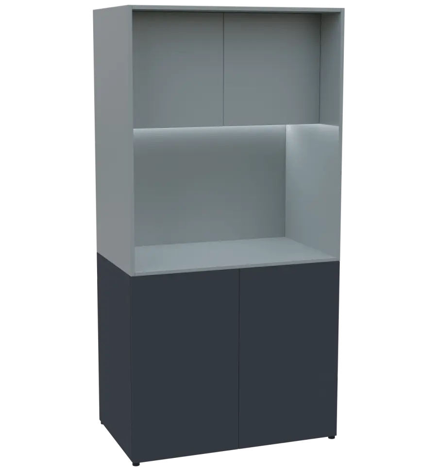 KUCH - CUBE PLUS 2 kuchyňka, bez vybavení, 2000x1000x600 mm, LED osvětlení, dvířka, antracit/šedá