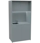 KUCH - CUBE PLUS 2 kuchyňka, vybavení - dřez + baterie, 2000x1000x600 mm, LED osvětlení, dvířka, šed