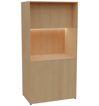 KUCH - CUBE PLUS 2 kuchyňka, lednice, 2000x1000x600 mm, LED osvětlení, dvířka, javor horský