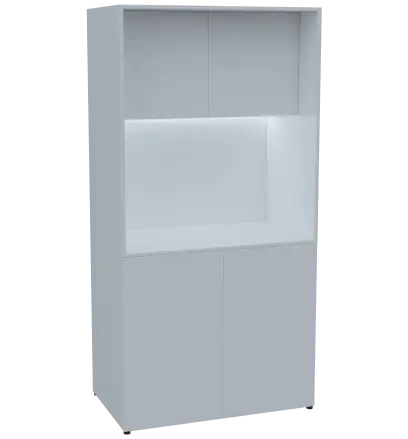 KUCH - CUBE PLUS 2 kuchyňka, lednice, 2000x1000x600 mm, LED osvětlení, dvířka, bílá