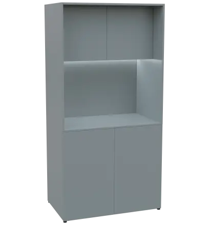 KUCH - CUBE PLUS 2 kuchyňka, lednice, 2000x1000x600 mm, LED osvětlení, dvířka, šedá
