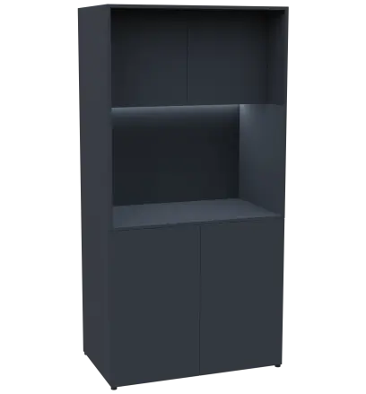 KUCH - CUBE PLUS 2 kuchyňka, lednice, 2000x1000x600 mm, LED osvětlení, dvířka, antracit