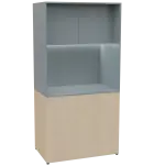 KUCH - CUBE PLUS 2 kuchyňka, lednice, 2000x1000x600 mm, LED osvětlení, dvířka, bříza irská/šedá