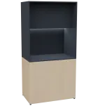 KUCH - CUBE PLUS 2 kuchyňka, lednice, 2000x1000x600 mm, LED osvětlení, dvířka, bříza irská/antracit