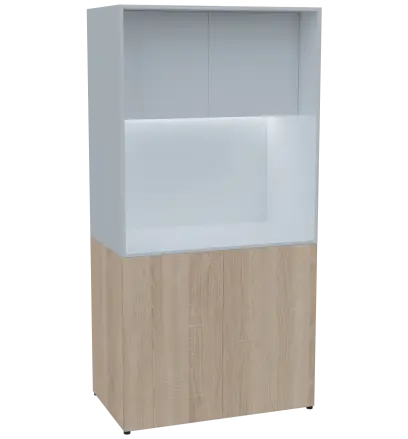 KUCH - CUBE PLUS 2 kuchyňka, lednice, 2000x1000x600 mm, LED osvětlení, dvířka, dub bardolino/bílá