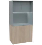 KUCH - CUBE PLUS 2 kuchyňka, lednice, 2000x1000x600 mm, LED osvětlení, dvířka, dub bardolino/šedá