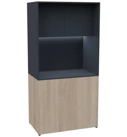 KUCH - CUBE PLUS 2 kuchyňka, lednice, 2000x1000x600 mm, LED osvětlení, dvířka, dub bardolino/antracit