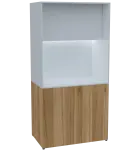 KUCH - CUBE PLUS 2 kuchyňka, lednice, 2000x1000x600 mm, LED osvětlení, dvířka, ořech světlý/bílá