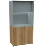 KUCH - CUBE PLUS 2 kuchyňka, lednice, 2000x1000x600 mm, LED osvětlení, dvířka, ořech světlý/šedá