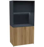 KUCH - CUBE PLUS 2 kuchyňka, lednice, 2000x1000x600 mm, LED osvětlení, dvířka, ořech světlý/antracit