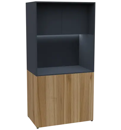 KUCH - CUBE PLUS 2 kuchyňka, lednice, 2000x1000x600 mm, LED osvětlení, dvířka, ořech světlý/antracit