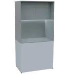 KUCH - CUBE PLUS 2 kuchyňka, lednice, 2000x1000x600 mm, LED osvětlení, dvířka, bílá/šedá