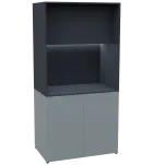 KUCH - CUBE PLUS 2 kuchyňka, lednice, 2000x1000x600 mm, LED osvětlení, dvířka, šedá/antracit