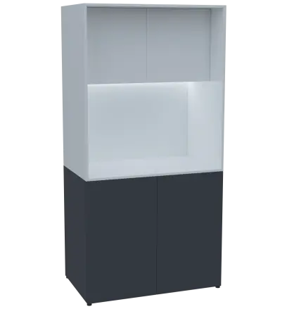 KUCH - CUBE PLUS 2 kuchyňka, lednice, 2000x1000x600 mm, LED osvětlení, dvířka, antracit/bílá