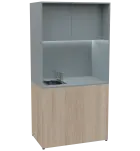 KUCH - CUBE PLUS 2 kuchyňka, vybavení - dřez + baterie + lednice, 2000x1000x600 mm, LED osvětlení, d