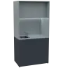 KUCH - CUBE PLUS 2 kuchyňka, vybavení - dřez + baterie + lednice, 2000x1000x600 mm, LED osvětlení, dvířka, antracit/šedá