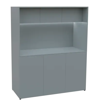 KUCH - CUBE 3 kuchyňka, bez vybavení, 1800x1480x600 mm, LED osvětlení, horní výklopné skříňky, šedá